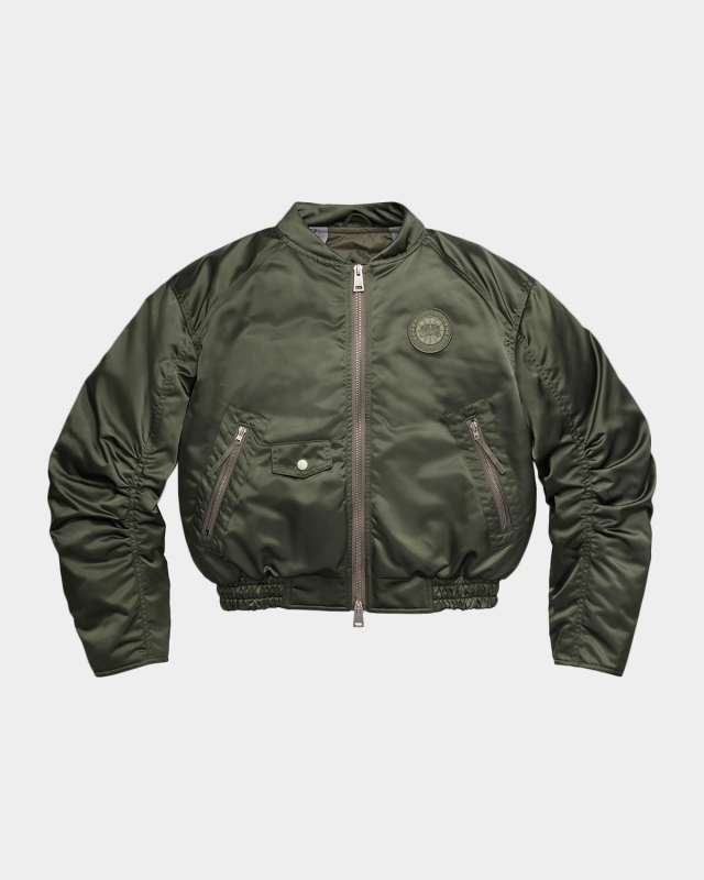 Jade Down Satin Bomber Jacket